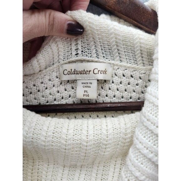 Coldwater Creek Womens Cream Cowl Neck Sweater PL Cotton/Rayon - Picture 3 of 5